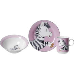 Flirt by R&B Happy Zoo Zebra Набор детской посуды из 3 предметов розовый