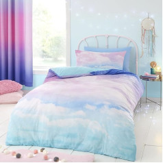 Catherine Lansfield Pastel Rainbow Clouds Reversible Single Duvet Cover Set with Pillow Case