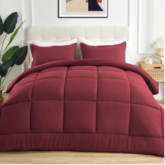 Sonive Double Duvet 10.5 Tog All Seasons Soft Fluffy Breathable Microfiber 200gsm Down Alternative Fill Comforter with 8 Corner Tabs Easy Care Burgundy