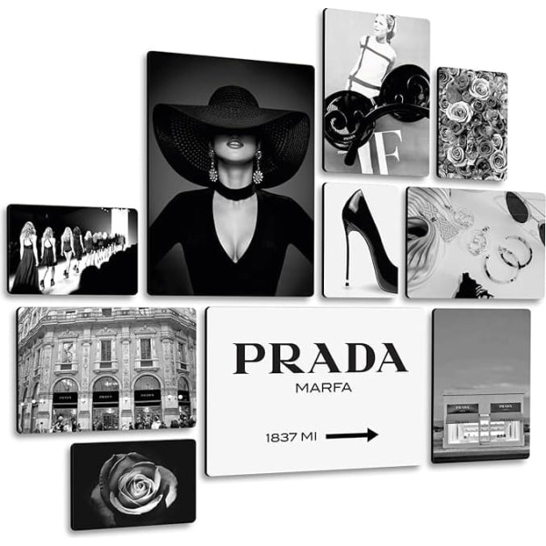 Giallobus - Набор из 10 многочастных картин - 5 - Мода Prada Marfa - Дерево МДФ - | 2 x 42x29.7cm | 4x29.7x21cm | 4x21x14.85cm | - Готовые к повешению - Живопись