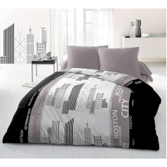 Комплект пододеяльника Home Linge Passion District из 3 предметов из микрофибры, серый/белый/черный, 220 x 240 см, 3