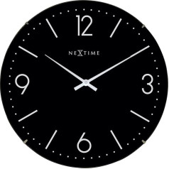 NeXtime 3157ZW большие настенные часы BASIC DOME, бесшумные, круглые, ø 35,6 см, черные
