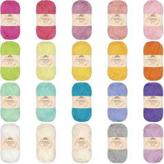 JubileeYarn Bamboo Cotton Sports Yarn 4 Ply 50g Ball Bright Colours 20 Skeins