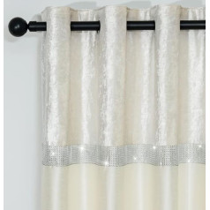 QINUO HOME Crushed Velvet Curtains 66 x 90 Inch - Faux Silk Ring Top Fully Lined Tape Curtains for Bedroom, Thermal Diamond Velvet Blackout Curtains for Windows, 2 Panels, Natural