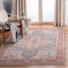 Safavieh Kenitra Collection Современный ковер для гостиной, столовой, спальни с коротким ворсом синий и красный 3 фута x 5 футов