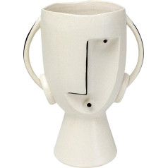 Ваза Kare Design Face Pot, белый, декоративная ваза, ваза для цветов, керамика, ручная роспись, уникальный, 30 x 23 x 16 см (В x Ш x Г)