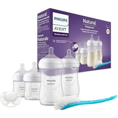 Подарочный набор детских бутылочек Philips Avent Natural Response для новорожденных - 4 детские бутылочки, ультрамягкая пустышка и щеточка для бутылочек