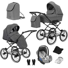 Комбинированная коляска ChillyKids Retro 3 в 1 2 в 1 Isofix + аксессуары Выбор цветов Романтический черный от ChillyKids Stone ROM-06 2 в 1 без детского сиденья