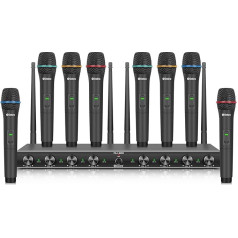 D Debra Audio AU800 Pro UHF 8-канальная беспроводная ручная микрофонная система с 8 беспроводными ручными микрофонами, металлический приемник, идеальн