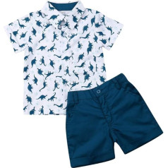 Geagodelia Kids 2 Piece Summer Dress Elegant Top Shirt + Shorts Gentlemen Outfit Playset Blue