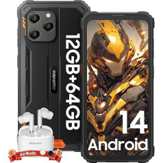 Blackview BV5300Pro Android 14 Открытый мобильный телефон без контракта с батареей 6580 мАч, 12 ГБ + 64 ГБ/1 ТБ SD Octa Core, 6,1-дюймовый мобильный телефон строительн