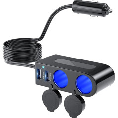 Автомобильный разветвитель прикуривателя 120 Вт с 2 гнездами и 2 портами USB, автомобильный зарядный адаптер USB 12 В/24 В с несколькими гнездами д