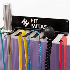 Sports Materials Holder/Wall Mount for Elastic Bands and Skipping Ropes/Sports Materials/Pilates/Bar and Dumbbell Storage/Support Mat and Yoga Blocks