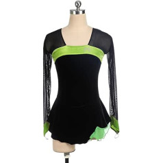 YDHTIZ Einfache Großzügige Eiskunstlauf Kleid Frauen Schwarz Samt Lange Ärmel Activewear Ballett Tanz Tragen Outfit Wettbewerb Training Athletic Weibliche