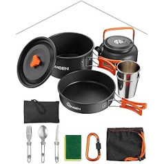 FUGEN Jungen Camping Cook Set Cooking Set, Black, Big