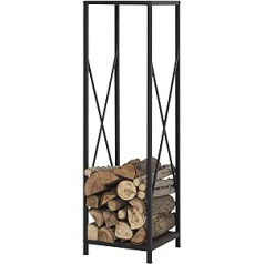 [en.casa] Tana Firewood Rack, 35 x 35 x 120 cm, Wooden Shelter for Indoor and Outdoor Use, Steel Wood Storage, Firewood Stand, Black