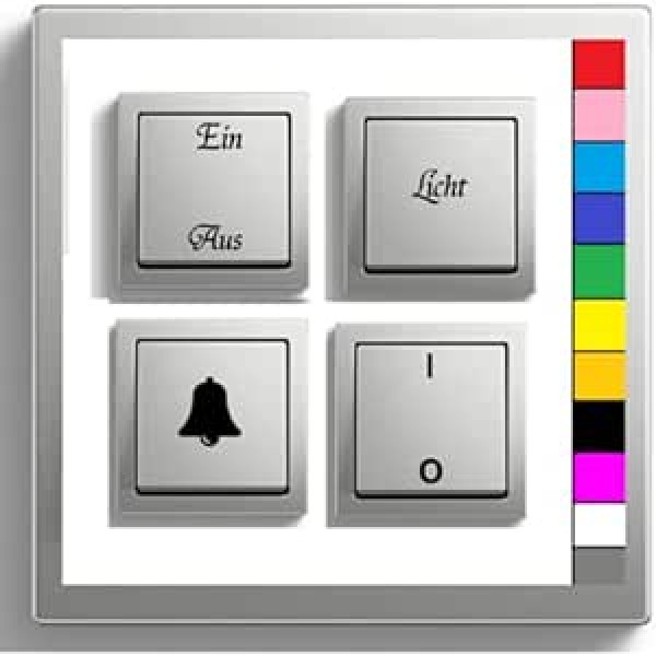 generisch Switch Labelling Set Light Switch Bell Heating Switch Sticker (125/2) (Black Gloss)