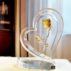 HoldOneLight Crystal Heart Rose - An Elegant Decoration and A Special Gift for Women (Yellow)