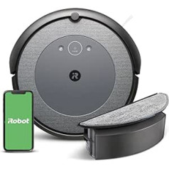iRobot Roomba Combo i5 (i5172) Vacuum and Mop Robot WiFi Enabled Intelligent Navigation 2 Rubber Brushes for All Floors Cleaning by Room Compatible with Voice Assistants Colour: Cool