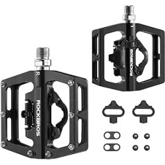 ROCKBROS Bicycle Pedals Aluminium Non-Slip 2 in 1 SPD Pedals / Platform Pedals for MTB Road Bike City Bike Black