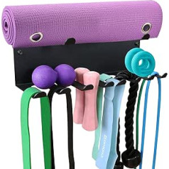 Multipurpose 2 Tier Fitness Band Storage Rack Heavy Duty Rack for Resistance Bands Straps Skipping Ropes Foam Rollers Chains Weight Belt Tools