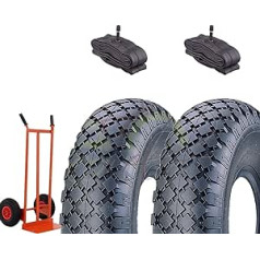 Ecovelò Unisex - Adult 2 3.00-4 + Reinforced 2pr Tyres for Sack Truck Luggage Rack Chambers Handcart, Black, One Size