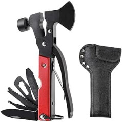 Gifts for Men Women Multitool Camping Tool Outdoor Survival Equipment 15 in 1 Multi Tool with Durable Sheath Axe Hammer Pliers Saw Bottle Opener