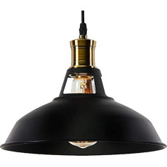 Lightess Vintage Pendant Light Black Metal Vintage Pendant Light Retro Lampshade Industrial Esein E27 for Dining Room Dining Table Hallway Restaurant Living Room Hotel Cafe etc.