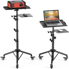 Tungzitgap Projector Stand, 4-in-1 Projector Tripod, Portable, Floor-Mounted Tripod Projector, Design with Wheels - Height Adjustable, 73 to 149 cm, 180 Degree Swivel