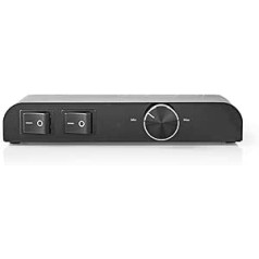 Nedis Speaker Control Box - Switching Between 2 Speakers or Simultaneous Playback - 2 Separate Rocker Switches and 1 Volume Control - 4-16 Ohm 60W - Black