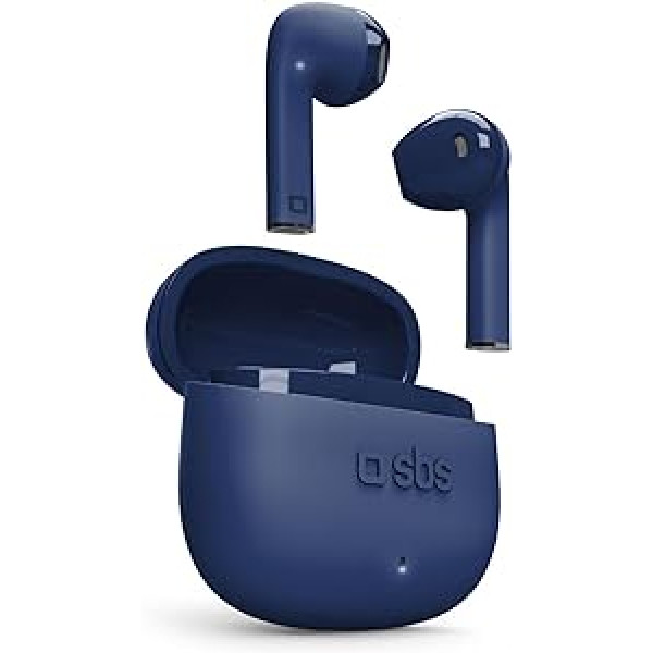 SBS TWS ONE Colour Earphones with Charging Case, Touch Controls and Integrated Microphone, Voice Assistant, Up to 3 Hours of Listening Time, Includes USB-C Charging Cable, Blue