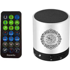 Kellegour Mini Bluetooth Speaker, Digital Quran Speaker, Light Bluetooth Speaker, Electronic Talking Digital Quran Player, USB Rechargeable, 8GB TF FM, with Remote Control, (Silver)