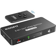 HDMI Switch HDMI Splitter, Automatic HDMI Switch 4K HDMI Switch 3 in 1 Out, HDMI Splitter with Remote Control, HDMI Switch Supports UHD 4K 3D HDR HDCP1.4 for Xbox PS5 TV Stick