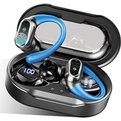 Kuizil 2023 Bluetooth 5.3 Sports Headphones, Wireless Bluetooth Noise Cancelling Headphones with 50H Stereo and HD Call In-Ear Headphones, Bluetooth Dual LED Display, IP7 Waterproof, Dark Blue