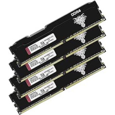 DDR4 2666MHz 64GB Kit (16GBx4) Desktop RAM PC4-21300 UDIMM Non-ECC Unbuffered 1.2V 288-Pin CL19 PC Computer Memory Upgrade Module Memory Kit (Black)