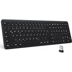 OMOTON Wireless Keyboard, 2.4GHz Wireless Keyboards for Windows 11/10/8/7/XP, QWERTZ Layout, Wireless Keyboard with Multimedia Keys, Compatible with PC, Computer, Notebook, Laptop, Black