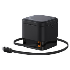 Беспроводное зарядное устройство MagSafe Qi 2 в 1, 20 Вт с выдвижным кабелем USB-C, черное