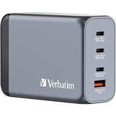 Зарядное устройство Verbatim GaN, 240 Вт, 4 порта USB-C, адаптер питания с 3 портами USB-C и 1 портом USB-A, быстрое зарядное устройство с несколькими разъем