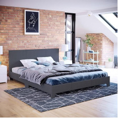 Vida Designs Victoria King Size Bed 5ft Bed Frame Upholstered Headboard Bedroom Furniture Dark Grey Linen Wood (5 Feet)
