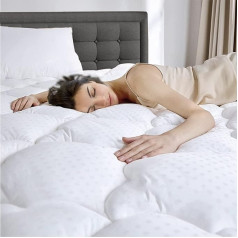Duanduan 140 x 190 см 2 Person Mattress Topper Extendible Large 38 cm Mattress Topper Quilted Mattress Protector Microfibre Breathable White