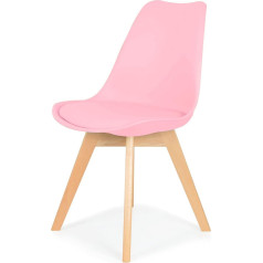 Ihana Обеденный стул середины века с удобным сиденьем и ножками из массива бука Современная столовая Гостиная Спальня Кухня Гостиная (розовы
