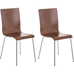 CLP Стулья для зала ожидания Pepe с деревянным сиденьем эргономичной формы и металлическим каркасом I 2 x Стулья для конференций I Цвет: коричне