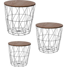 Brandsseller Комплект из 3 приставных столиков, кофейные столики, диаметр 29 см - 34 см - 39,5 см, металл / дерево