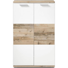 Stella Trading Тумба для обуви Hugo в белом цвете, свет в старинном стиле - современный стеллаж для обуви с большим количеством места для хранения - 77