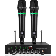 LiNKFOR Беспроводной микрофон UHF перезаряжаемый Bluetooth 5.0 двойной ручной металлический микрофон системы беспроводной, RCA вход/выход, 6,35 мм выход