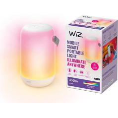 WiZ Tunable White and Color Mobile Tischleuchte, tragbare LED Leuchte mit 16 Mio. Farben oder warm- bis kaltweißem dimmbarem Licht, smarte Lichtsteuerung über WLAN per Stimme/App, weiß