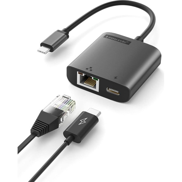 Адаптер USB C к Ethernet с зарядкой, Lemorele USB C к RJ45 Gigabit Ethernet LAN сетевой адаптер с PD 3.0 USB-C Ethernet адаптер, для MacBook Pro, MacBook Air 2020, iPad Pro 2020, и многое другое