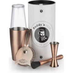 Buddy´s Bar Boston Bar Set 700ml Boston Cocktail Shaker Jigger Muddler Strainer Food Safe Bar Set Gift Box Antique Copper