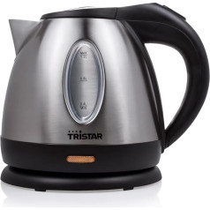 Tristar Edelstahl Wasserkocher/ Camping Wasserkocher mit 1,2 Liter Fassungsvermögen - 360° rotierbar mit Wasserstandsanzeige und automatischer Abschaltfunktion, WK-1325, 850 watt
