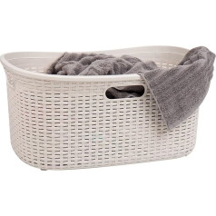 Плетеная корзина для белья Mind Reader 40 литров с крышкой пластиковая слоновая кость 23